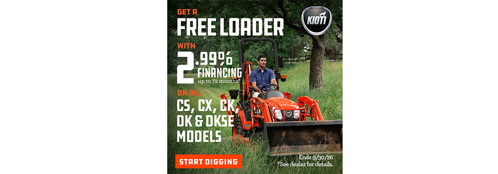 Kioti Free Loader Event Sept. 2026